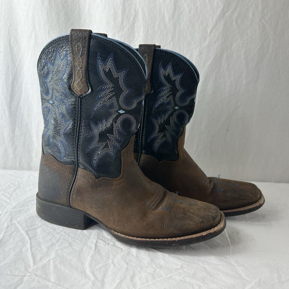 Ariat Tombstone Western Boots Youth Sz 4 Square Toe Leather 10012794 Earth Brown